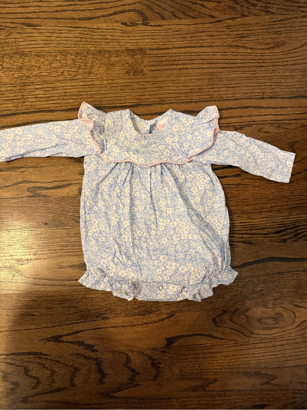 Stitchy Fish Blue White Floral Bubble with Pink Trim 3M